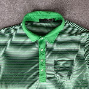 Ralph Lauren Shirt Men XL Green Striped RLX Performance Golf Polo Stretch Sport